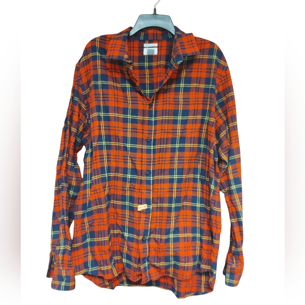 Old Navy Red and Blue Plaid Light Flannel Button Down Shirt Size XL